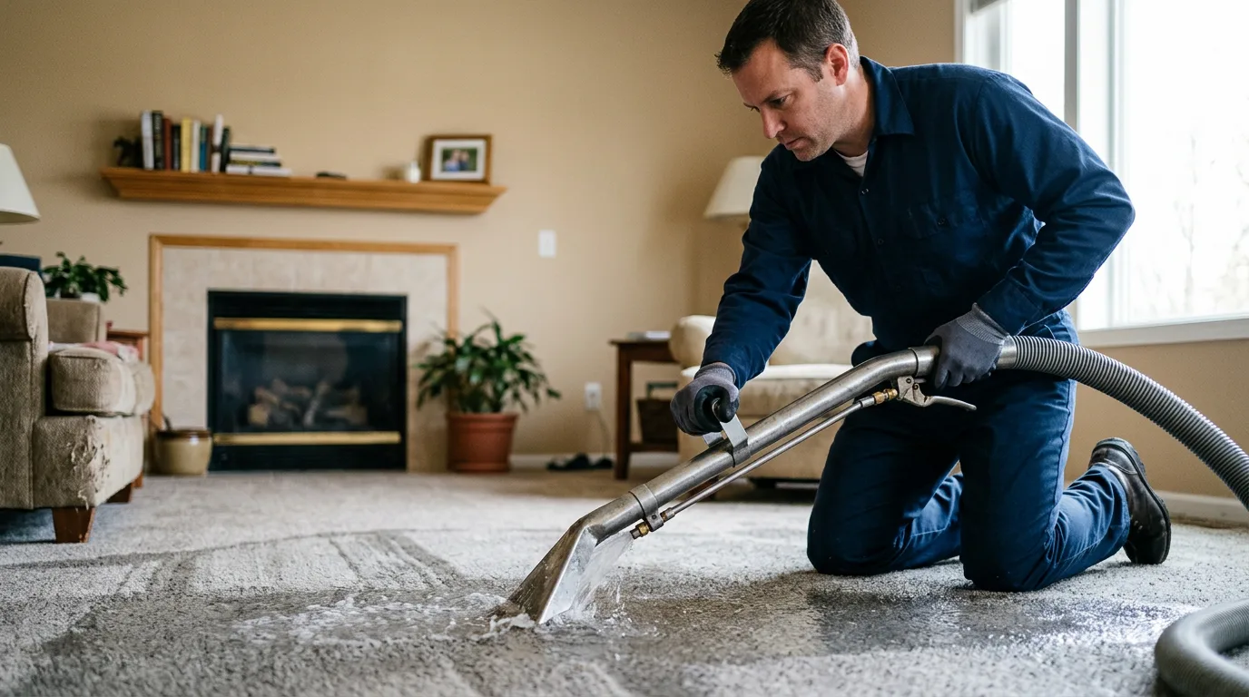 Water damage restoration technician working near Marble, PA